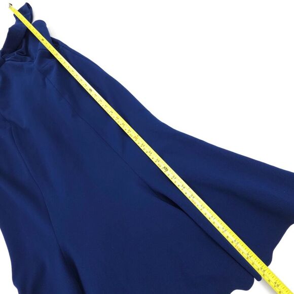 GAL MEETS GLAM Tyler Off The Shoulder Scuba Crepe Dress Midi Navy Blue Romantic - Picture 4 of 9